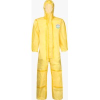 LAKELAND CHEMMAX1 CT1S428, COVERALL WITH HOOD, SZ: LARGE, YELLOW