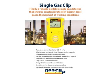 RENTAL GAS CLIP, SGC-H SINGLE GAS DETECTOR, H2S (HYDROGEN SULFIDE), YELLOW