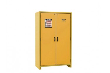 JUSTRITE, 3 Shelves, 2 Hybrid-Close Doors, 30-Minute EN Flammable Safety Cabinet, Yellow - 22603, 45 Gallon