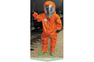 IMPA 330983 GAS PROTECTION SUITS COMPLETE LAKELAND ICP640 INTERCEPTOR PLUS, Level A, Fully-Encapsulated Gas Tight Suit, ORANGE color, EC APPROVED Size: LARGE