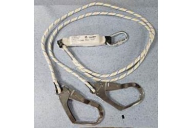 PROTEKT Shock Absorber Twin Lanyard, 2.0M w/ AZ011 Snap Hook, 2 x AZ022 Scaffold Hooks EN 355