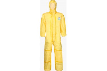 LAKELAND CHEMMAX1 CT1S428, COVERALL WITH HOOD, SZ: X-LARGE, YELLOW